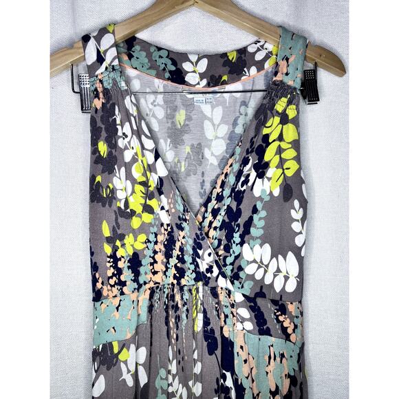 Boden Sleeveless Boho Gray Blue Floral V Neck Stretchy Maxi Dress - Picture 3 of 11